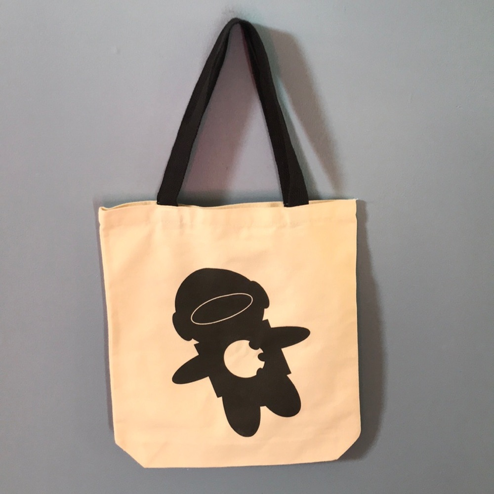 NWOT Not from Mars cream & black heavy duty canvas tote bag, book bag, carry all